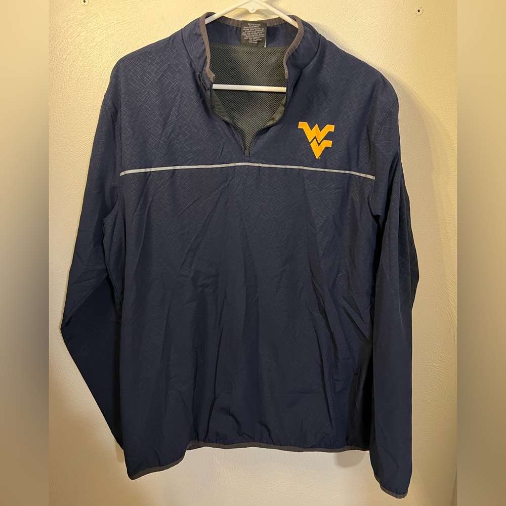 COLOSSEUM Classic West Virginia Mountaineer Windbreaker 1/4 Zip Navy Blue Mens L
